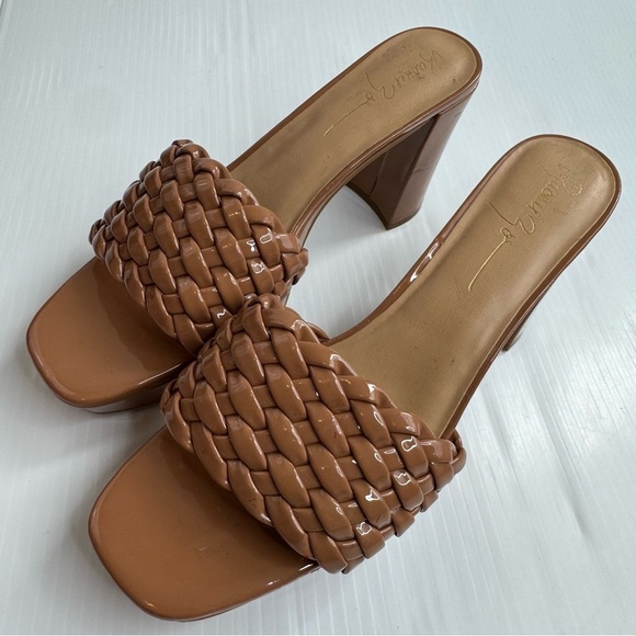 Rachel Zoe Gabrielle Women's Tan Woven Platform Heels - Picture 2 of 12